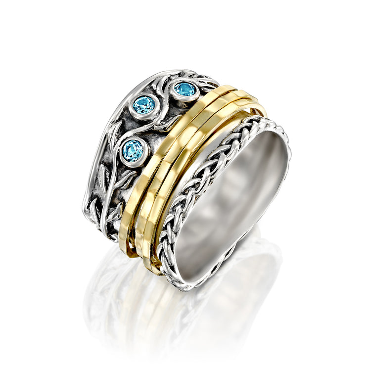 Sterling Silver Gemstone Spinner Ring  - Paz Creations Jewelry