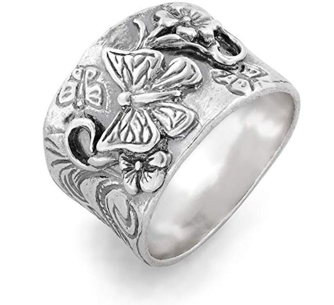 Sterling Silver Butterfly Floral Band Ring – Paz Creations Ltd.