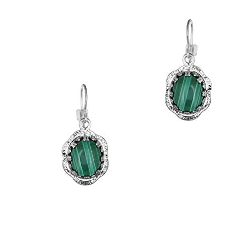 Sterling Silver Kyanite or Malachite Gemstone Dangle Earrings  - Paz Creations Jewelry
