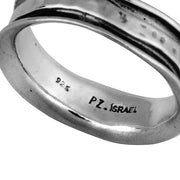 PZ Paz Creations 925 Sterling Silver Ring for Men | Hammered Band Organic Design | Hypoallegenic Made in Israel  - Paz Creations Jewelry