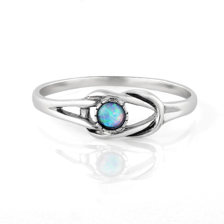 Sterling Silver Dainty Opal  Knot Ring  - Paz Creations Jewelry