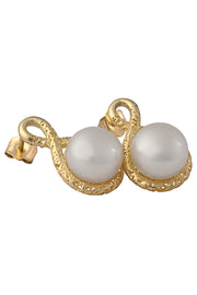 14k Gold 8.0mm Freshwater Cultured Pearl Love Knot Stud Earrings  - Paz Creations Jewelry