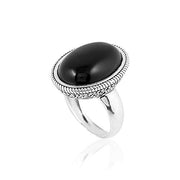 Sterling Silver Victorian Oval-Shaped Onyx Cocktail Ring  - Paz Creations Jewelry