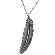 Sterling Silver Feather Design Pendant Necklace For Men  - Paz Creations Jewelry