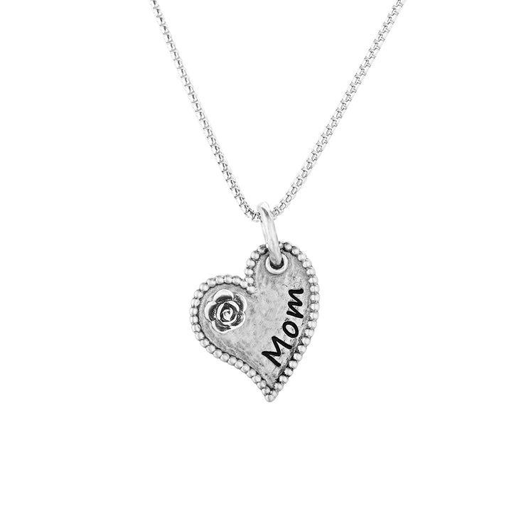 Sterling Silver Heart Design Engraved Pendant Necklace - Mother's Day - MOM  - Paz Creations Jewelry