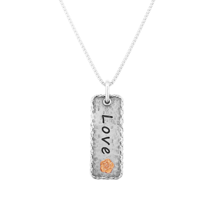 Sterling Silver Engraved Pendant Necklace for Mother's Day - LOVE  - Paz Creations Jewelry