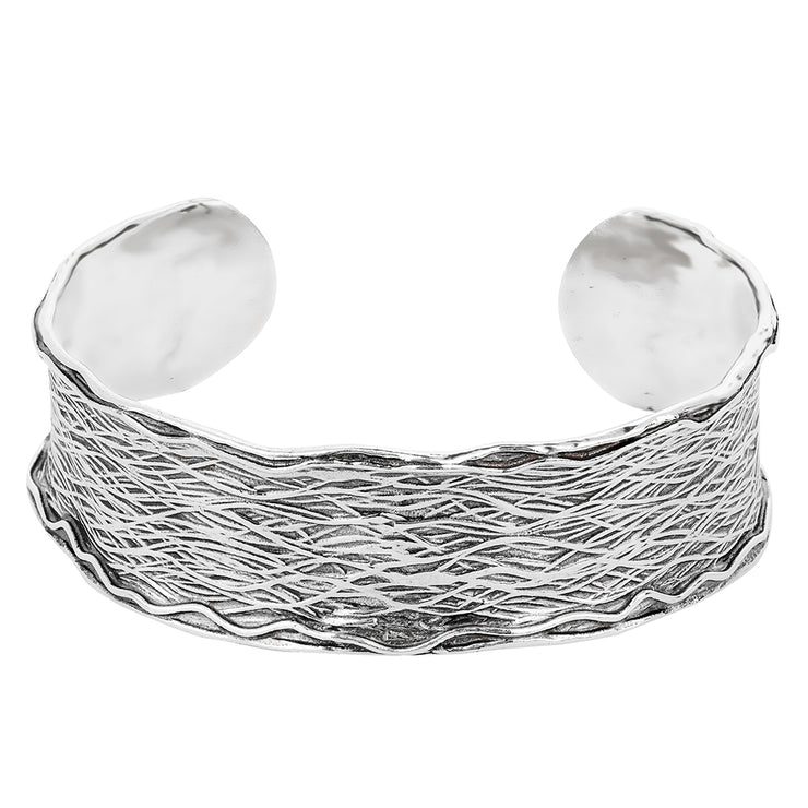 Sterling Silver Cuff - Bracelet with Textured Finished  - Paz Creations Jewelry