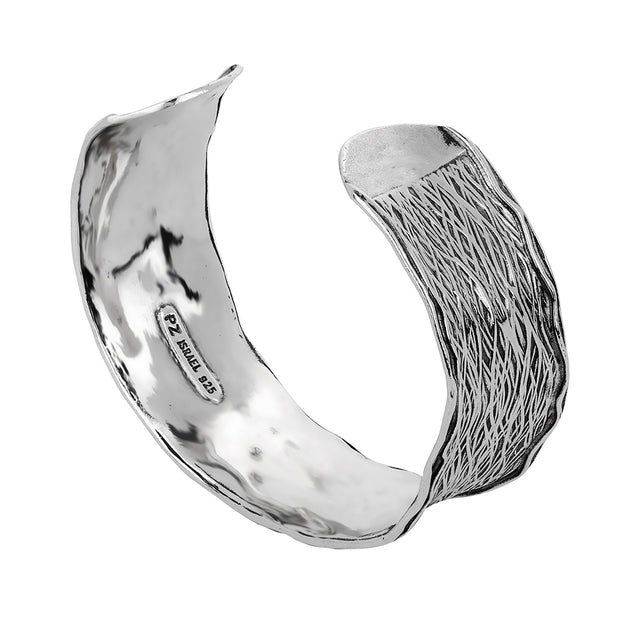 Sterling Silver Cuff - Bracelet with Textured Finished  - Paz Creations Jewelry