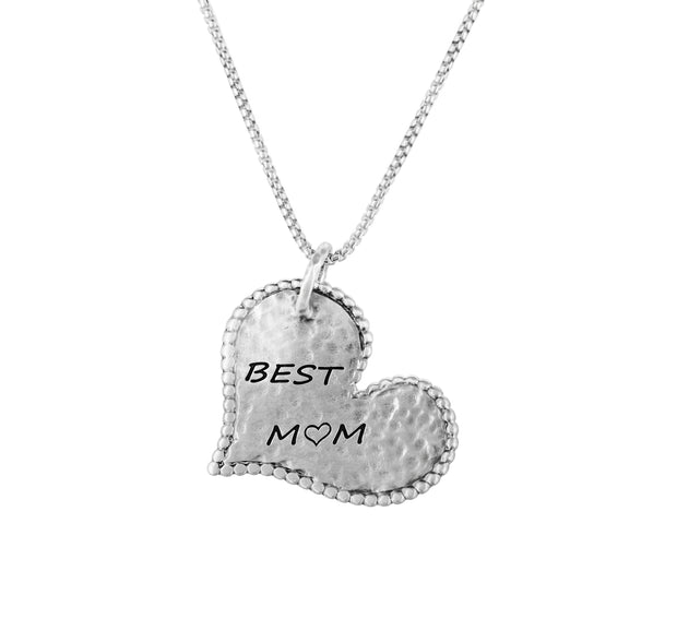 Sterling Silver "BEST MOM" Pendant Necklace  - Paz Creations Jewelry
