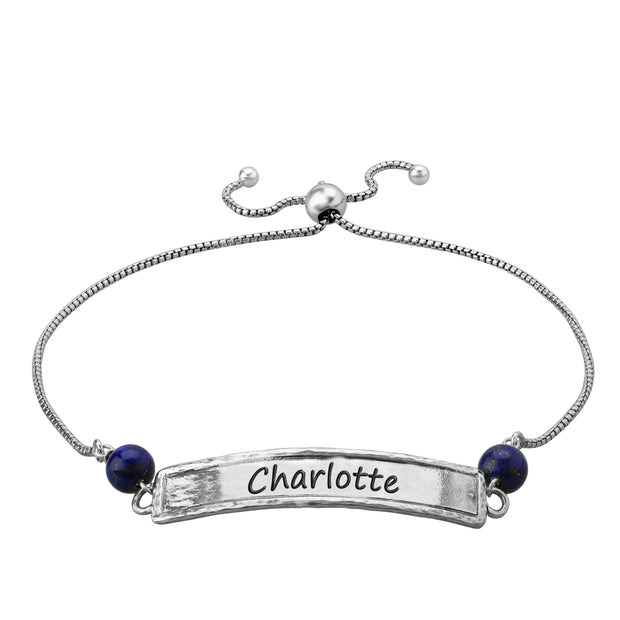 Silver Personalized Bracelet - Adjustable  - Paz Creations Jewelry