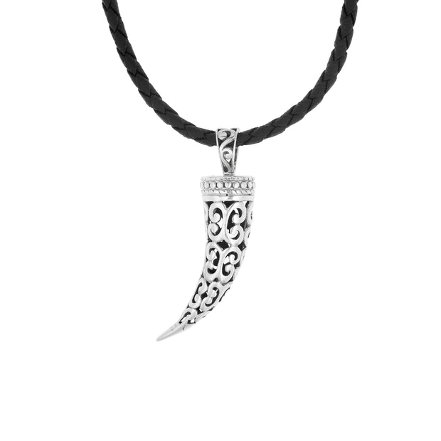 Paz Creations Men's Sterling Silver filigree Tusk Pendant necklace  - Paz Creations Jewelry