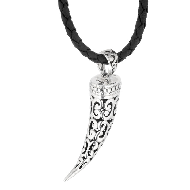 Paz Creations Men's Sterling Silver filigree Tusk Pendant necklace  - Paz Creations Jewelry