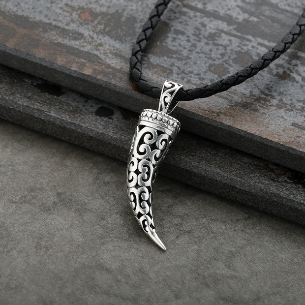 Paz Creations Men's Sterling Silver filigree Tusk Pendant necklace  - Paz Creations Jewelry