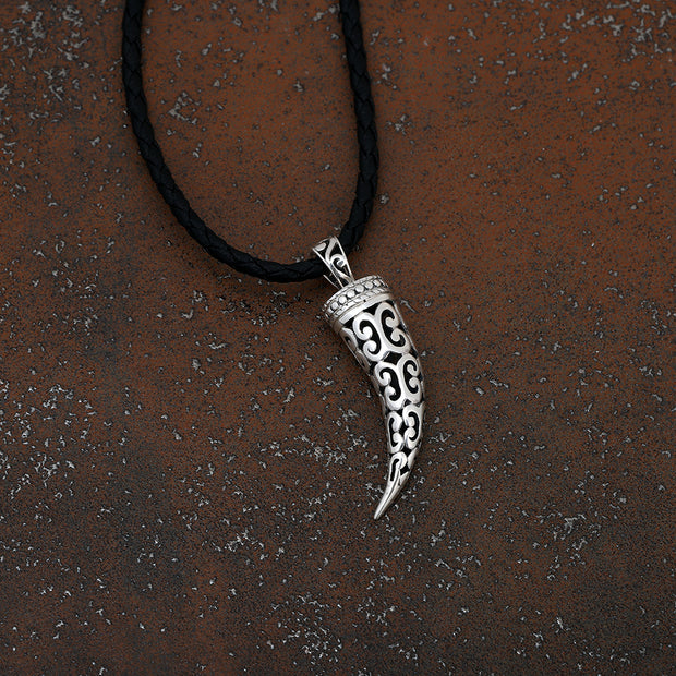 Paz Creations Men's Sterling Silver filigree Tusk Pendant necklace  - Paz Creations Jewelry