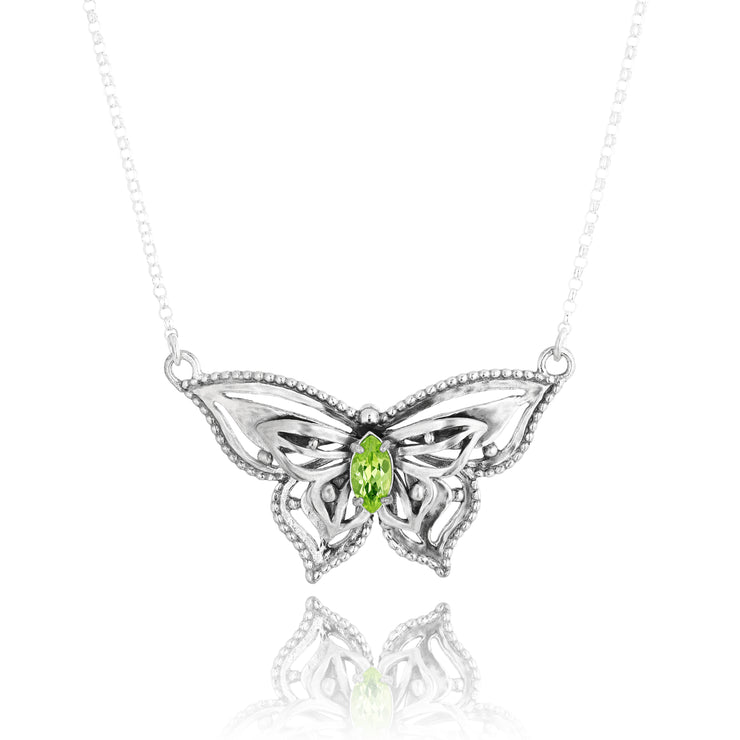 Sterling Silver Gemstone Butterfly Necklace  - Paz Creations Jewelry