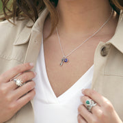 Sterling Silver Evil Eye & Key Pendant Necklace  - Paz Creations Jewelry