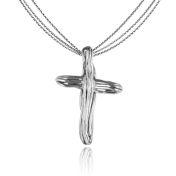 Sterling Silver and Electroform Polish Cross Pendant Necklace  - Paz Creations Jewelry