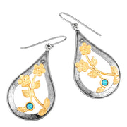 Sterling Silver Turquoise Pear Shaped Dangle Earrings - Available in Gold or Silver Finishes  - Paz Creations Jewelry