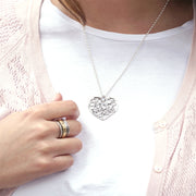 Sterling Silver Filigree MOM Heart Pendant Necklace for Mother's Day  - Paz Creations Jewelry