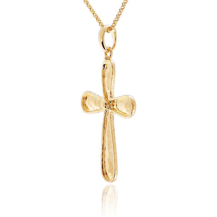 14K Gold Plated Necklace with Cross Pendant  - Paz Creations Jewelry