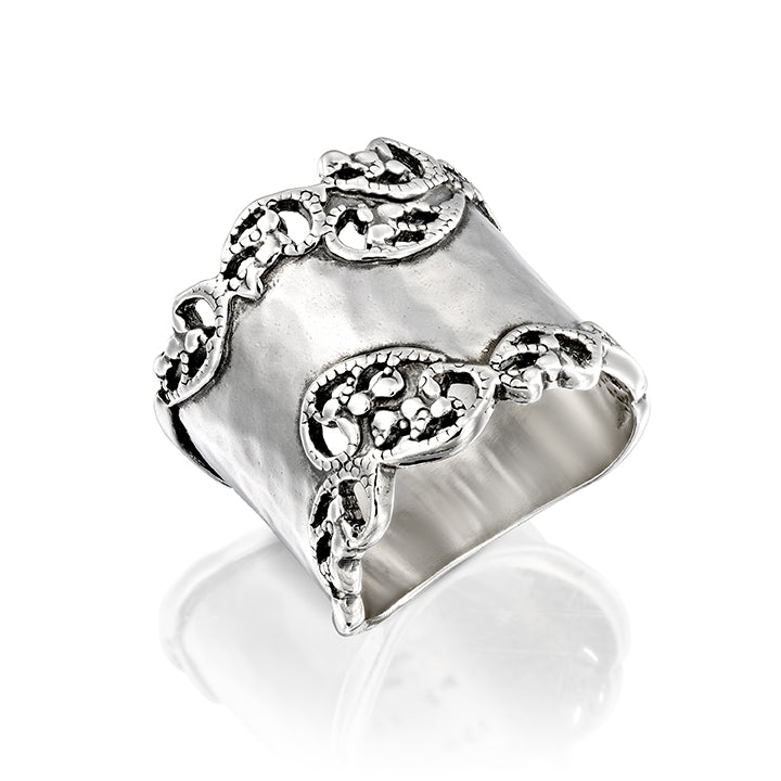 PZ Paz Creations 925 Sterling Silver Hammered Filigree Ring โ Paz