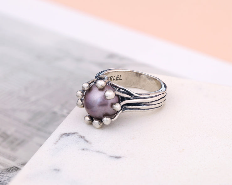 Sterling Silver Cultured Pearl Ring  - Paz Creations Jewelry