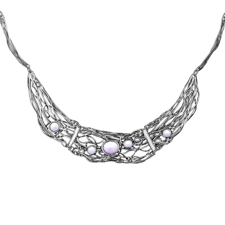 ♥925 Sterling Silver Amethyst or Blue Topaz Statement Necklace  - Paz Creations Jewelry