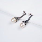 Sterling Silver Drop Pearl Earrings - Paz Boutique  - Paz Creations Jewelry