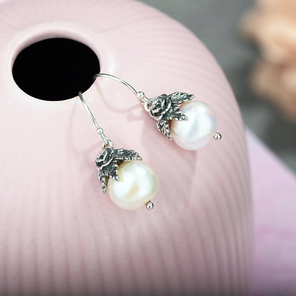 Sterling Silver Pearl Dangle Earrings – Paz Creations Ltd.