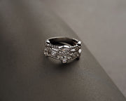 Silver Cubic Zirconia Triple Row Band Ring  - Paz Creations Jewelry