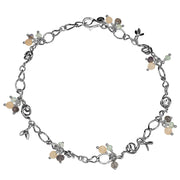 Sterling Silver Anklet with Beaded Gemstones  - Paz Creations Jewelry