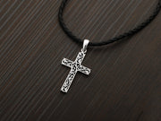 Sterling Silver Filigree Cross Pendant Necklace -  for Men  - Paz Creations Jewelry