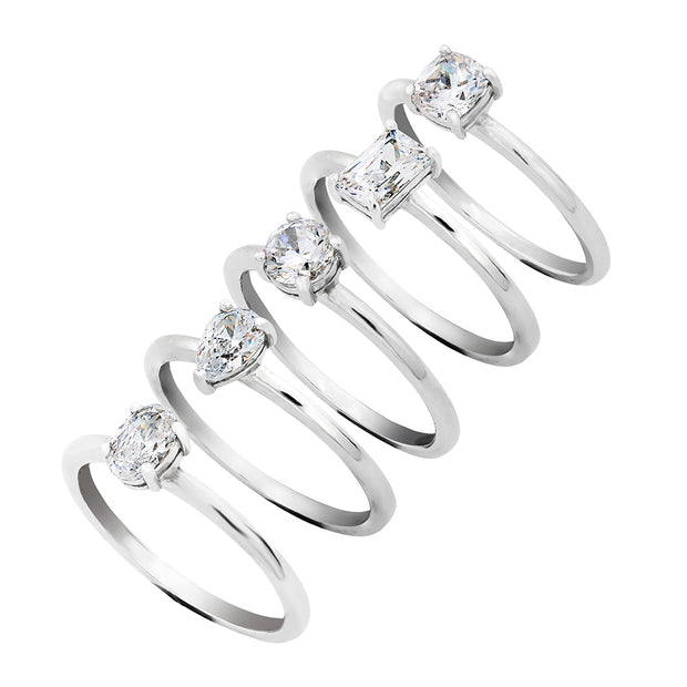 Sterling Silver Cubic Zirconia 5 Stack Ring Set  - Paz Creations Jewelry