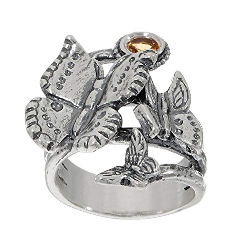 Sterling Silver Gemstone Accented Butterfly Statement Ring  - Paz Creations Jewelry