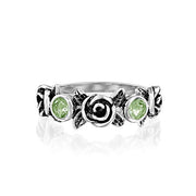 Sterling Silver Rose & Gemstone Band Ring  - Paz Creations Jewelry