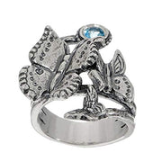 Sterling Silver Gemstone Accented Butterfly Statement Ring  - Paz Creations Jewelry