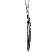 Sterling Silver Feather Design Pendant Necklace For Men  - Paz Creations Jewelry