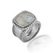 PZ Paz Creations Roman Glass Band Ring for Women Girls | Sterling Silver Intricate Design  - Paz Creations Jewelry