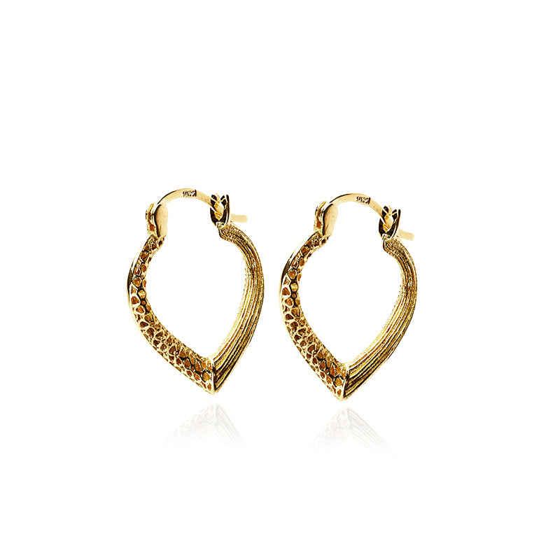 14k Gold Open-Heart Hoop Earrings For Women Girls - Snap Bar