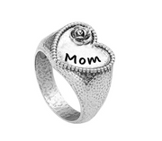 Sterling Silver Heart-Shaped Signet Ring - Just for MOM  - Paz Creations Jewelry