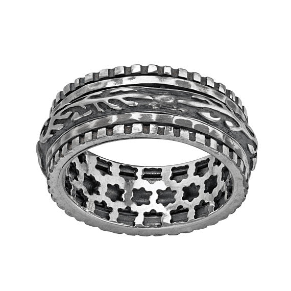 Sterling Silver Textured Spinner Ring - Men\'s rings  - Paz Creations Jewelry