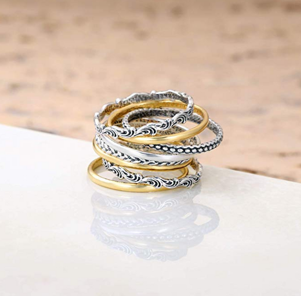 Sterling Silver Stack Ring Set - 8 Stack rings  - Paz Creations Jewelry